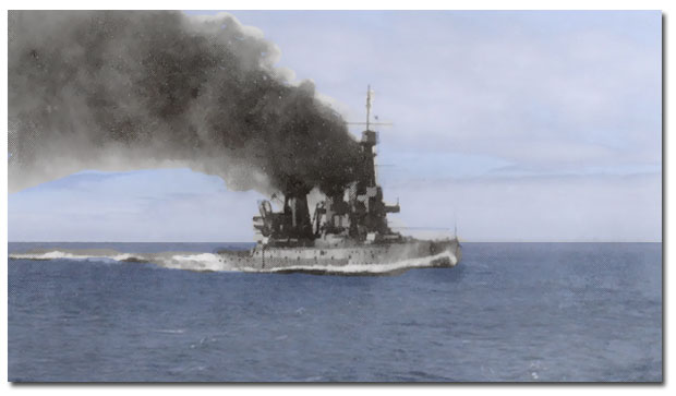 HMS Indomitable photographed chasing SMS Goeben, 4 August 1914