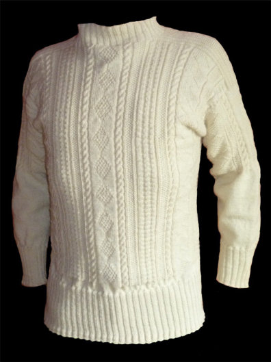 Flamborough Gansey in Aran (cream) wool