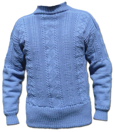 Flamborough Gansey in Denim colour 5-ply wool
